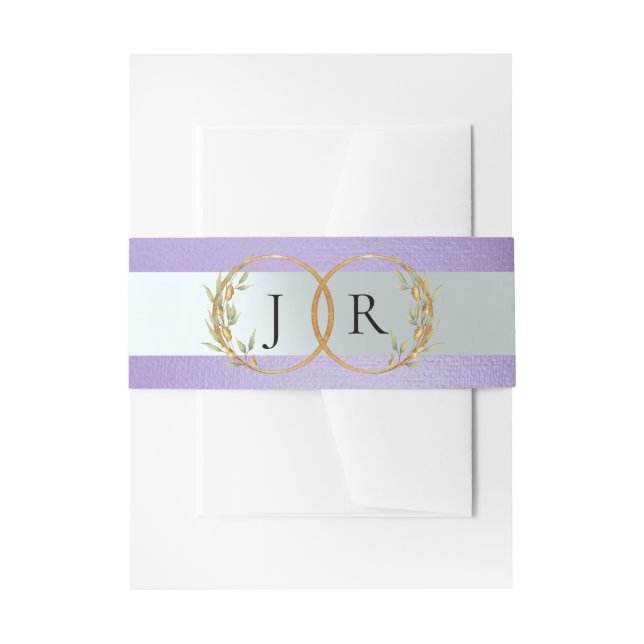 Linked Leaf Monogram - Blue Lilac Einladungsbanderole (Vorderseite Beispiel)