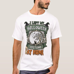 Linkes Halloween-Kostüm Zuhause Baum Katze Kürbiss T-Shirt
