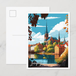Linkoping Schweden Reise Vintage-Illustration Postkarte
