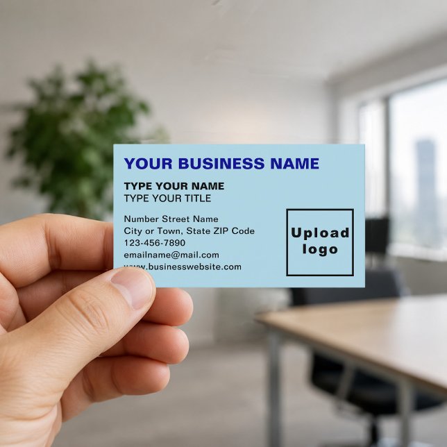 Links Alignment-Texte Light Blue Business Card Visitenkarte (Front of the business card)