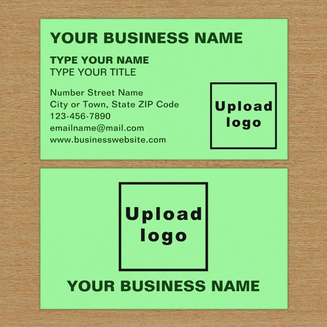Links Alignment-Texte Light Green Business Card Visitenkarte (The front and back of the light green business card)