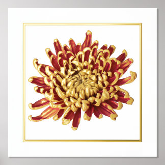 Links Foil Accent Red & Gold Mum Print Poster