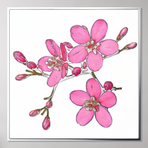 Links Foil Akzente Rosa Frühlingsblüten Print Post Foliendrucke
