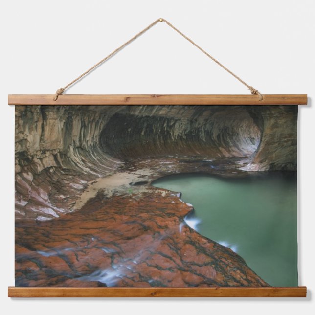 Links Gabel | Zion National Park, Utah Wandteppich Mit Holzrahmen (Vorne)