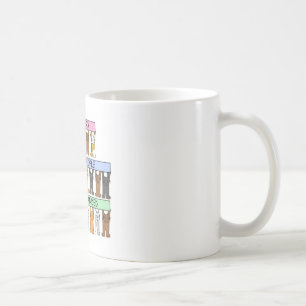 Links Handers Tag am 13. August Cartoon-Katzen Kaffeetasse