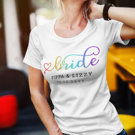 Links Heart Rainbow Bride LGBT Wedding T-Shirt