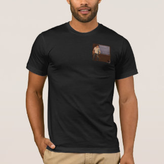 Links Kastenlogo T - Shirt mit Texten ziehen an