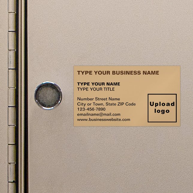 Links, lichtbraune Magnetkarte Magnetische Visitenkarte (Light brown magnetic business card in left aligned style)