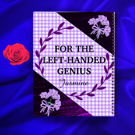 Links Lilac Gingham Floral Custom School Notizbuch