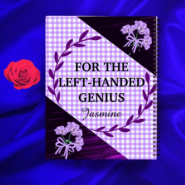 Links Lilac Gingham Floral Custom School Notizbuch (Von Creator hochgeladen)