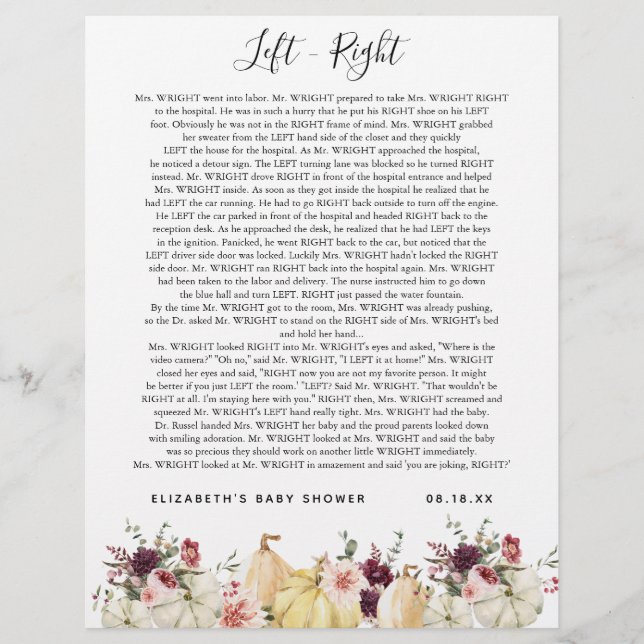 Links - Recht | Baby Showspiel (Vorderseite)