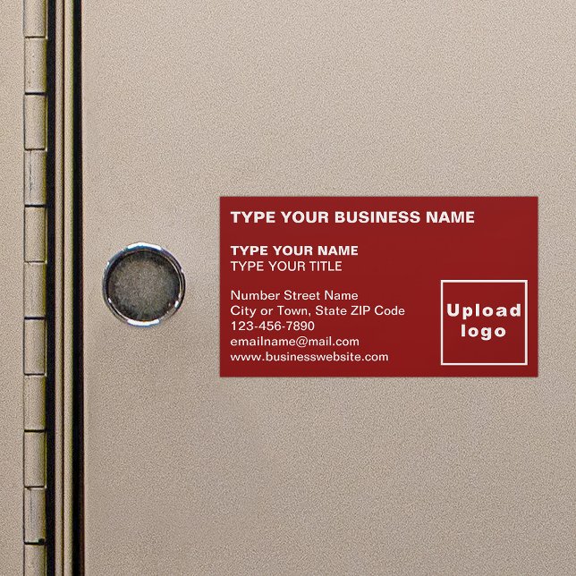 Links, rote Magnetkarte Magnetische Visitenkarte (Red magnetic business card in left aligned style)