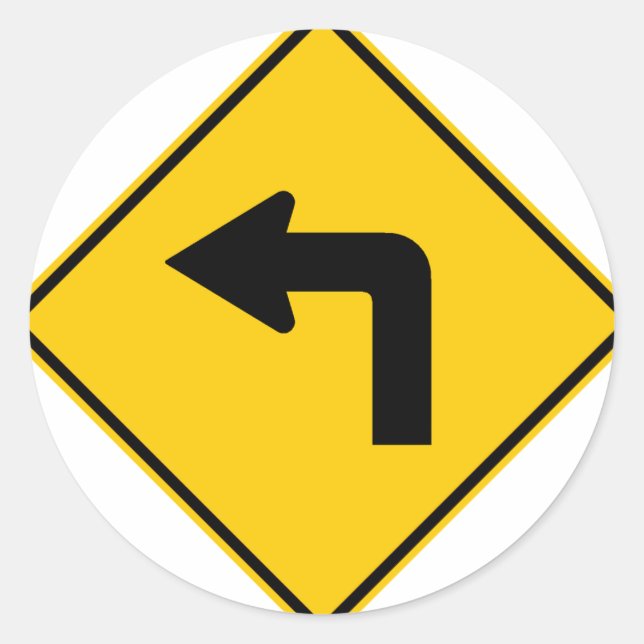 Links Schild an der Autobahn Runder Aufkleber (Vorderseite)