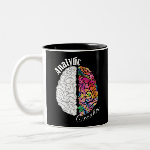 Links und rechtes Gehirn - analytisch und kreativ Zweifarbige Tasse