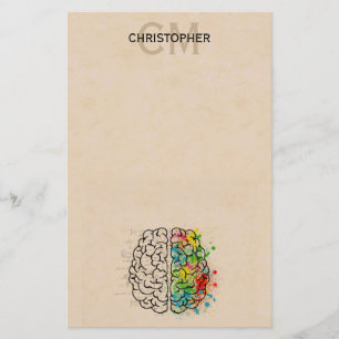 Links und rechtes menschliches Gehirn personalisie Briefpapier