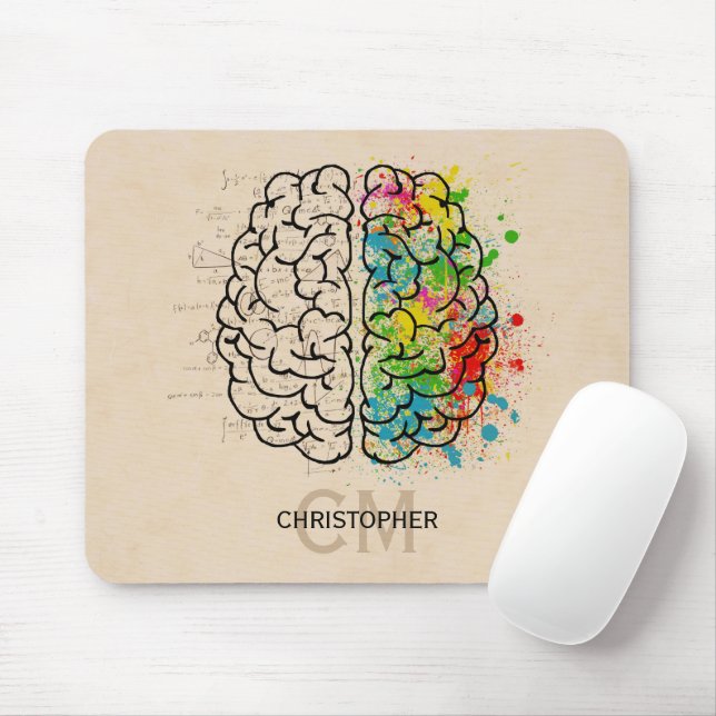 Links und rechtes menschliches Gehirn personalisie Mousepad (Mit Mouse)