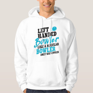Linkshänder-Bowler wie ein regulärer Bowler nur an Hoodie