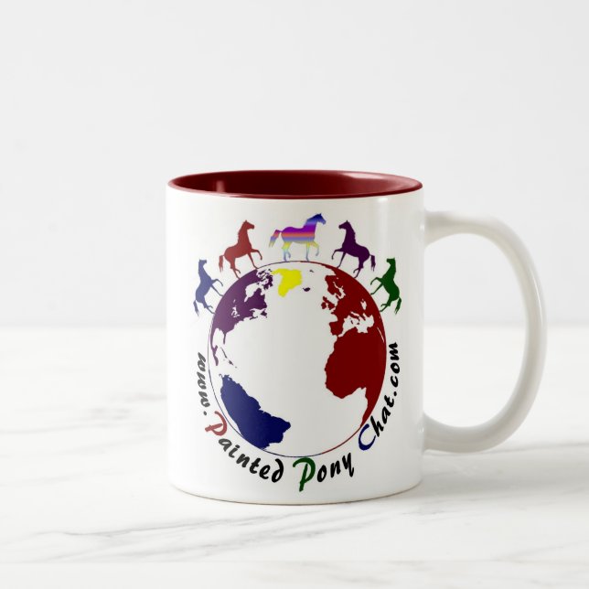 Linkshändige Pony-Chat-Schale Zweifarbige Tasse (Rechts)