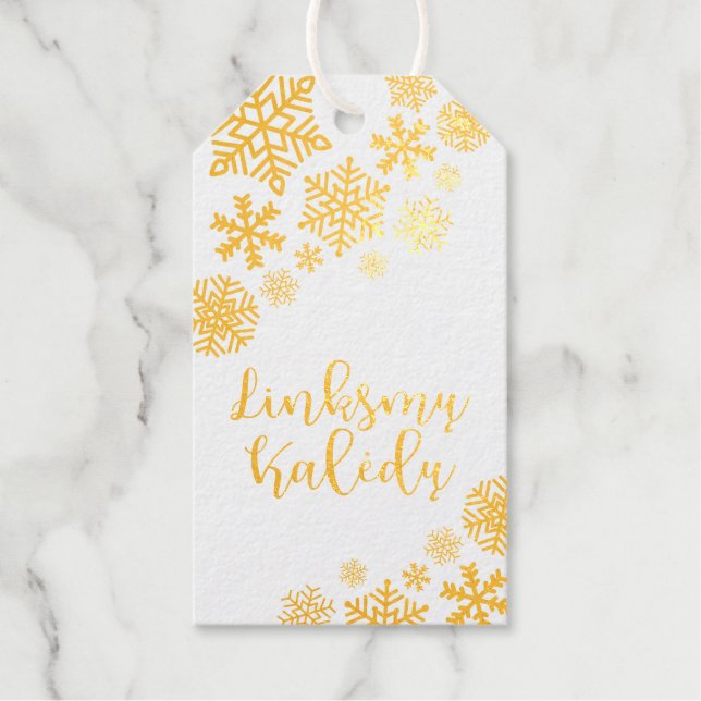 Linksmų Kalėdų, Litauisch Merry Christmas Elegant Geschenkanhänger (Vorderseite)