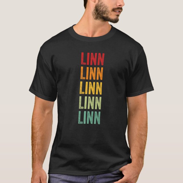 Linn County Kansas Rainbow Text T-Shirt (Vorderseite)