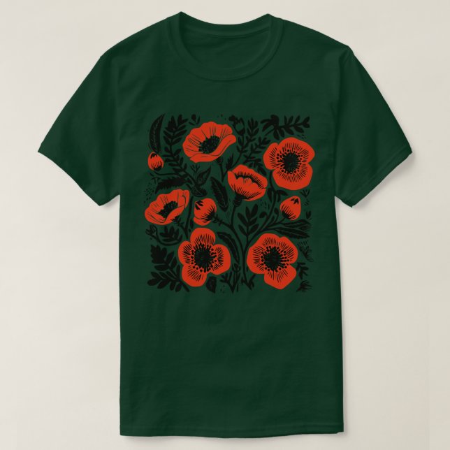 Lino Cut Blume 6 T-Shirt (Design vorne)