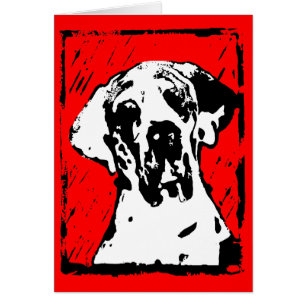 Lino-Schnitt-Druck Great Dane Karte – Harlekin