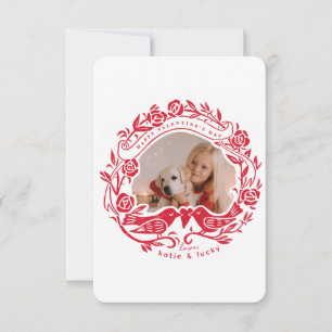 Linocut Lieblinge und Rose Valentinstag Foto