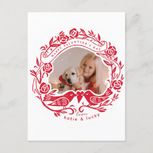 Linocut Lieblinge und Rose Valentinstag Foto Postkarte