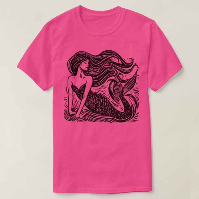 Linocut Mermaid T-Shirt (Design vorne)