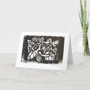 Linocut-Rose Dankeskarte