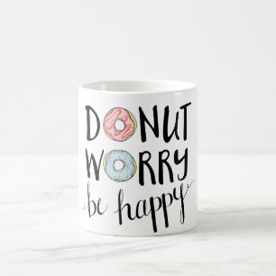 L'inquiétude de beignet soit tasse heureuse