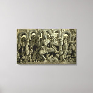 Lintel, der die Dreiheit darstellt: Siva, Brahma Leinwanddruck