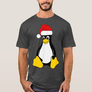 Linu Mascot Tu der Pinguin Weihnachtsmannmütze Ne T-Shirt