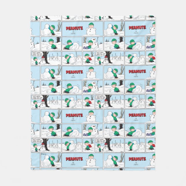 Linus baut einen Schneemann Fleecedecke (Vorderseite)