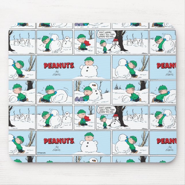 Linus baut einen Schneemann Mousepad (Vorne)