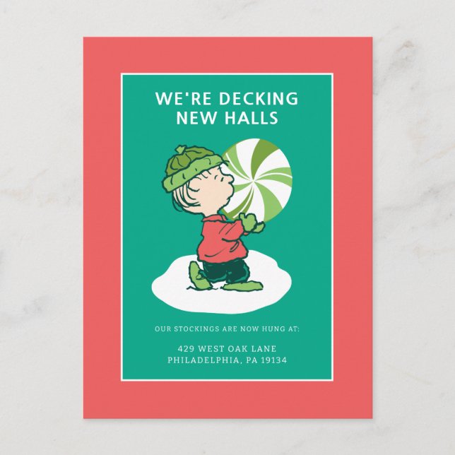 Linus Peppermint Candy Feiertagspostkarte (Vorderseite)