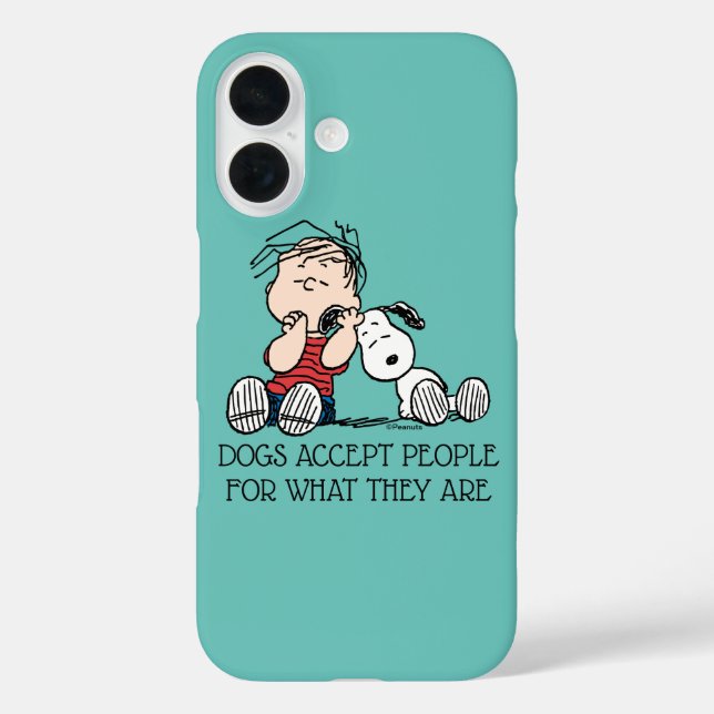 Linus tröstet von Snoopy's Ohr iPhone 16 Hülle (Rückseite)