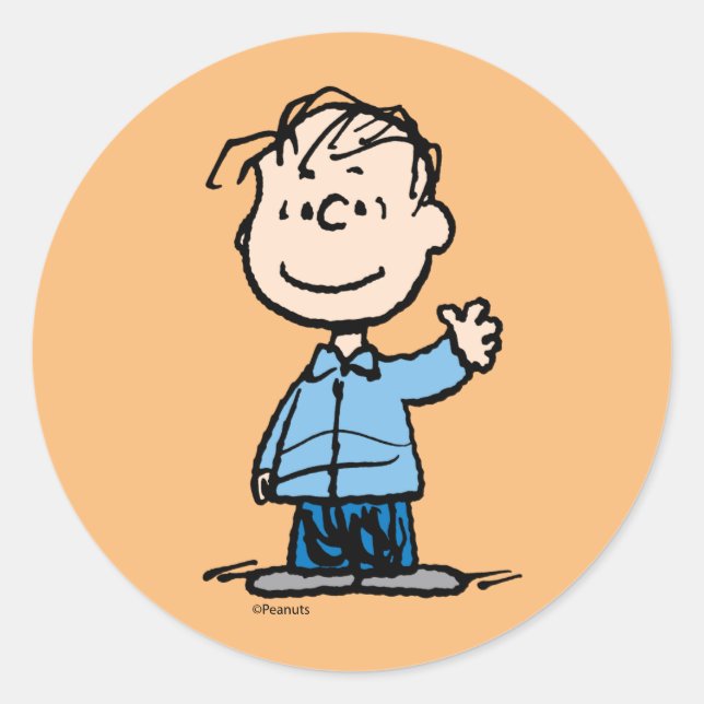Linus Waving Runder Aufkleber (Vorderseite)