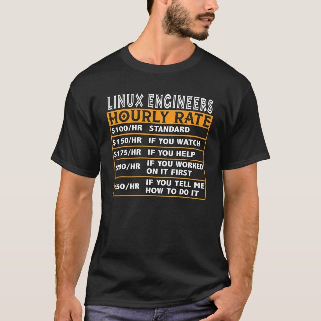 Linux Engineer Stundenrate Unix Geek Cloud-Program T-Shirt (Vorderseite)