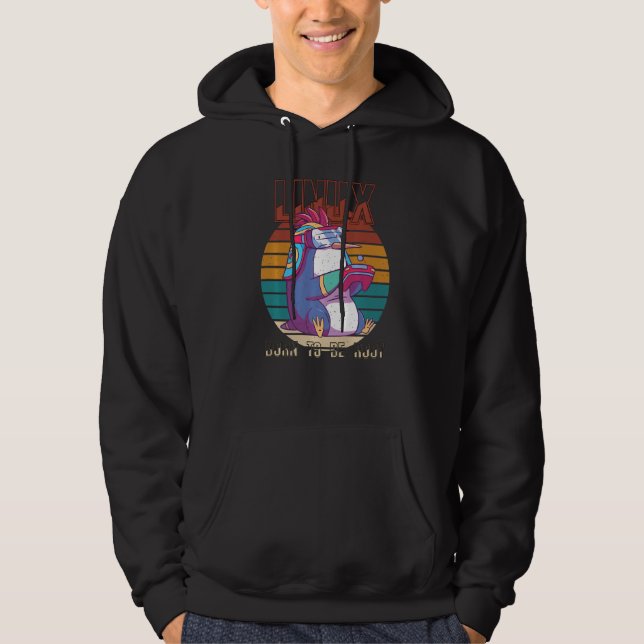 Linux Gamer Born To Be Root Cool Penguin Nerd Prog Hoodie (Vorderseite)