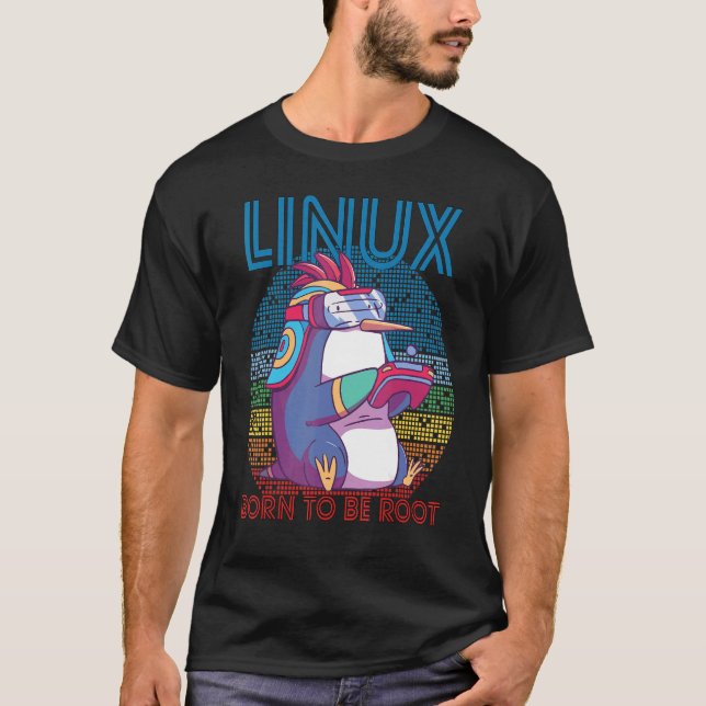 Linux Gamer Penguin Root Party Geek Programmer Adm T-Shirt (Vorderseite)
