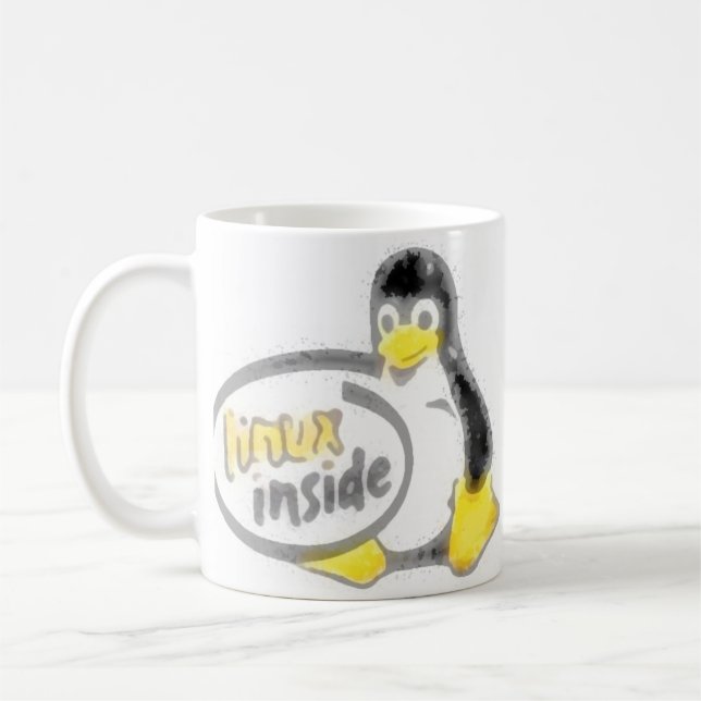 LINUX INNERHALB Tuxs das Linux-Pinguin-Logo Kaffeetasse (Links)