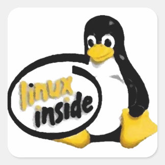 LINUX INSIDE Tux, das Linux Pinguin Logo Quadratischer Aufkleber