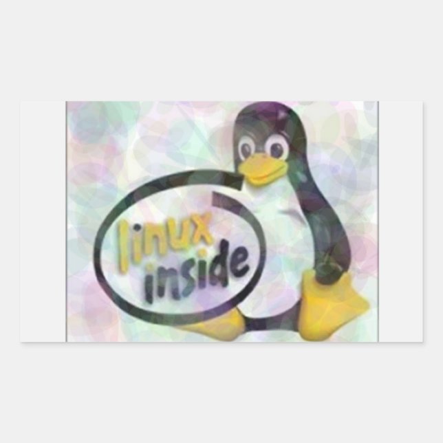 LINUX INSIDE Tux, das Linux Pinguin Logo Rechteckiger Aufkleber (Vorderseite)