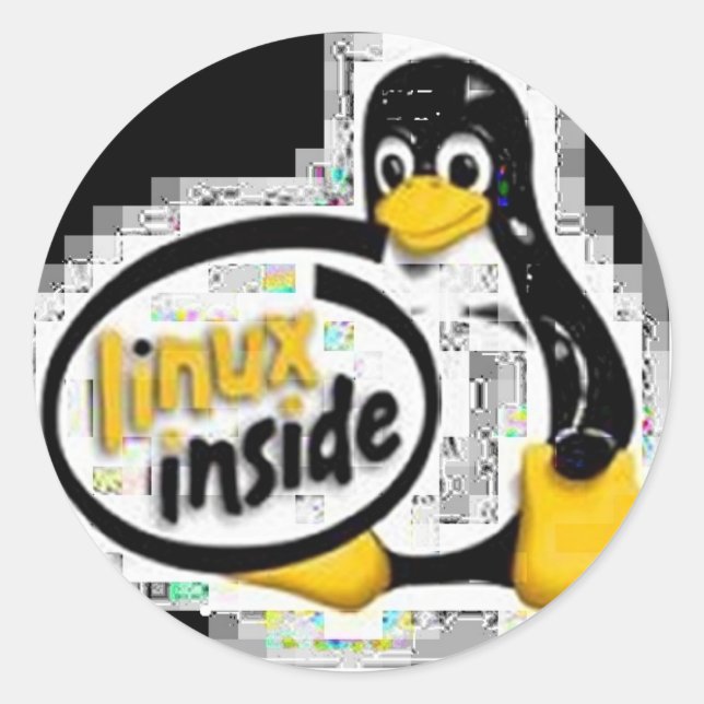LINUX INSIDE Tux, das Linux Pinguin Logo Runder Aufkleber (Vorderseite)