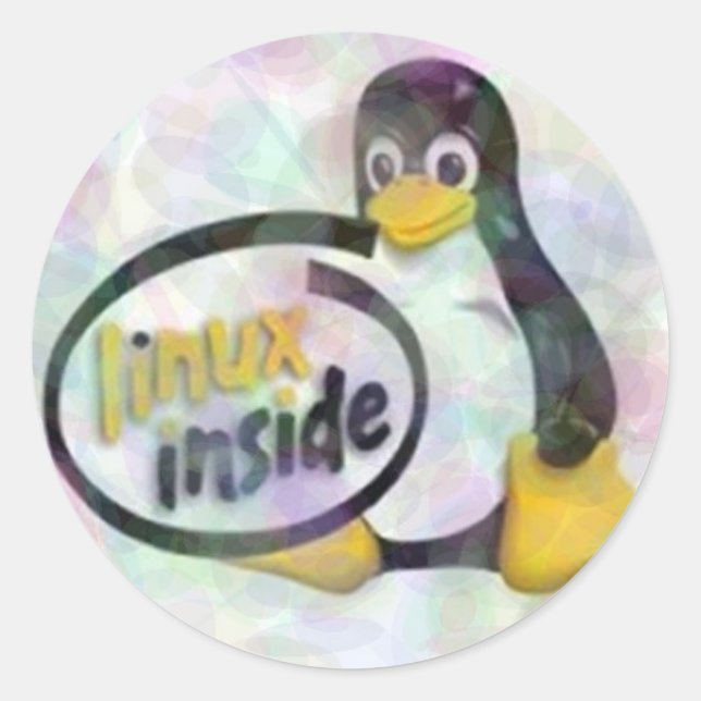 LINUX INSIDE Tux, das Linux Pinguin Logo Runder Aufkleber (Vorderseite)