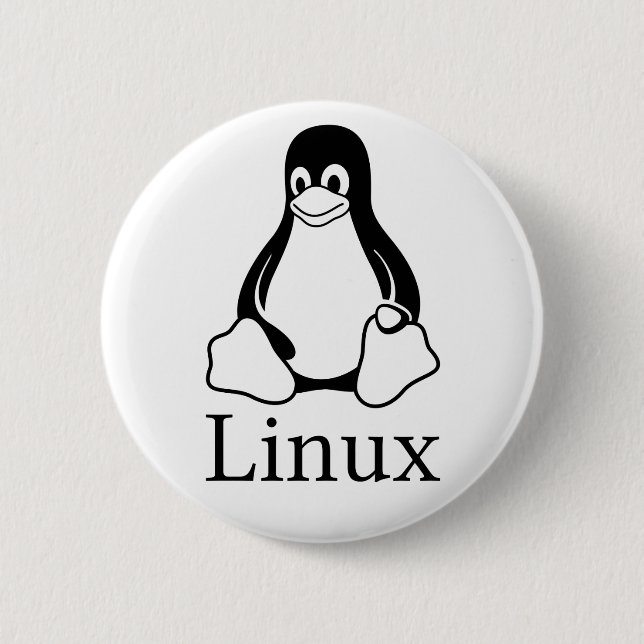 Linux-Logo mit Tux der Linux-Pinguin Button (Vorderseite)