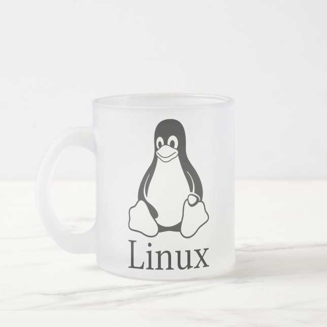 Linux-Logo mit Tux der Linux-Pinguin Mattglastasse (Links)