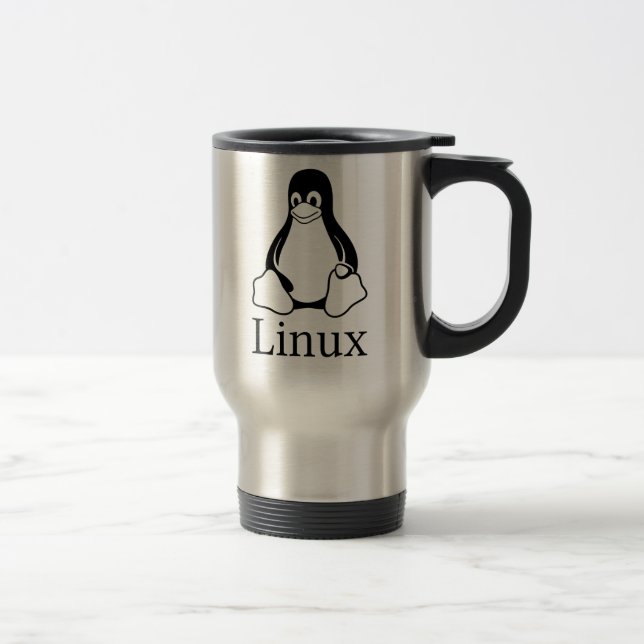 Linux-Logo mit Tux der Linux-Pinguin Reisebecher (Rechts)