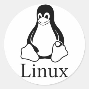 Linux-Logo mit Tux der Linux-Pinguin Runder Aufkleber